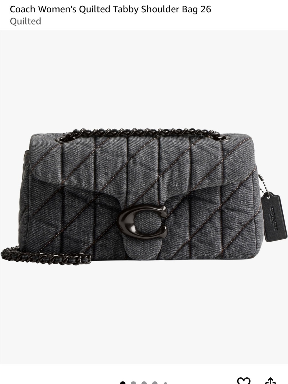 ISO❗️❗️❗️Coach Quilted Tabby Shoulder Bag in Charcoal - Picture 1 of 1